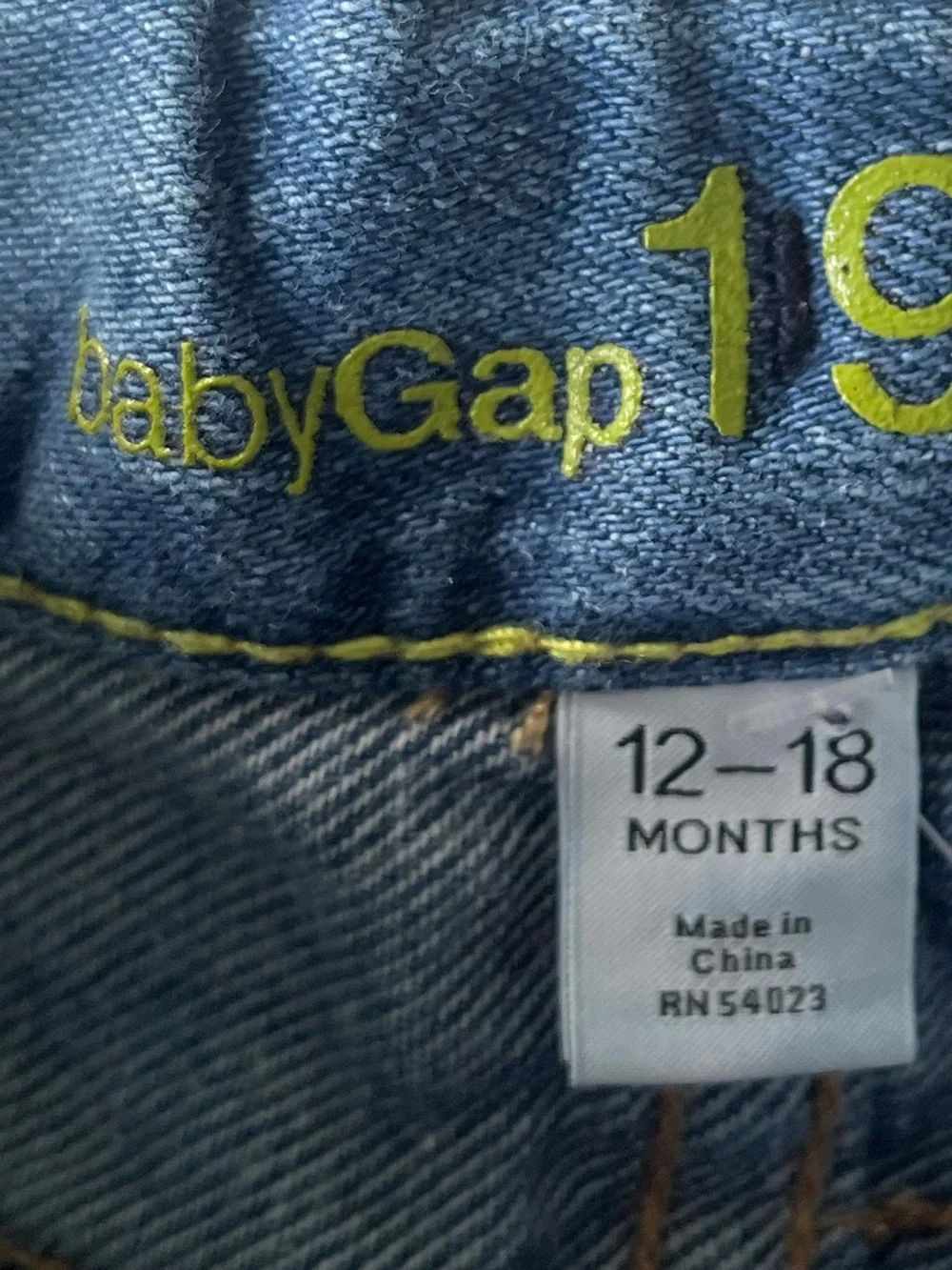 GAP Baby Blue Faded Denim Jeans Adjustable Waist 12-18 Months